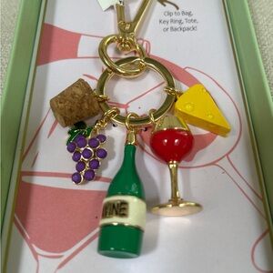 Green and Red Key & Card Holder with Wine-Themed Charms